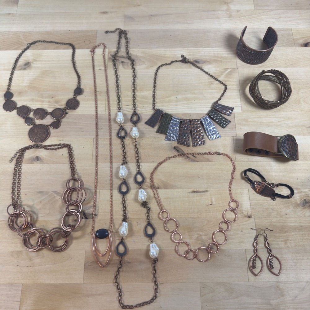 Paparazzi Jewelry Lot 11pc Copper Tone Boho Statement Necklace Bracelet Earrings